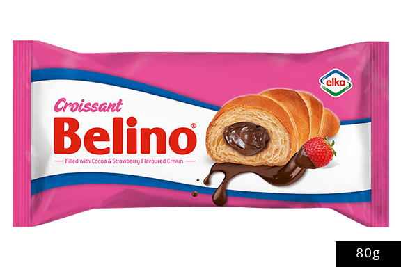 BELINO CROISSANT FILLED WITH COCOA AND STRAWBERRY FLAVOURED CREAM