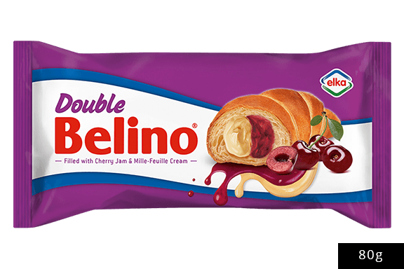 BELINO DOUBLE CROISSANT FILLED WITH CHERRY JAM AND MILLE-FEUILLE CREAM